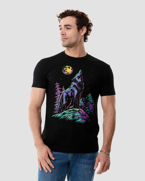 Camiseta lobo colorido